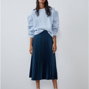 ZARA Pleated Satin Finish Skirt